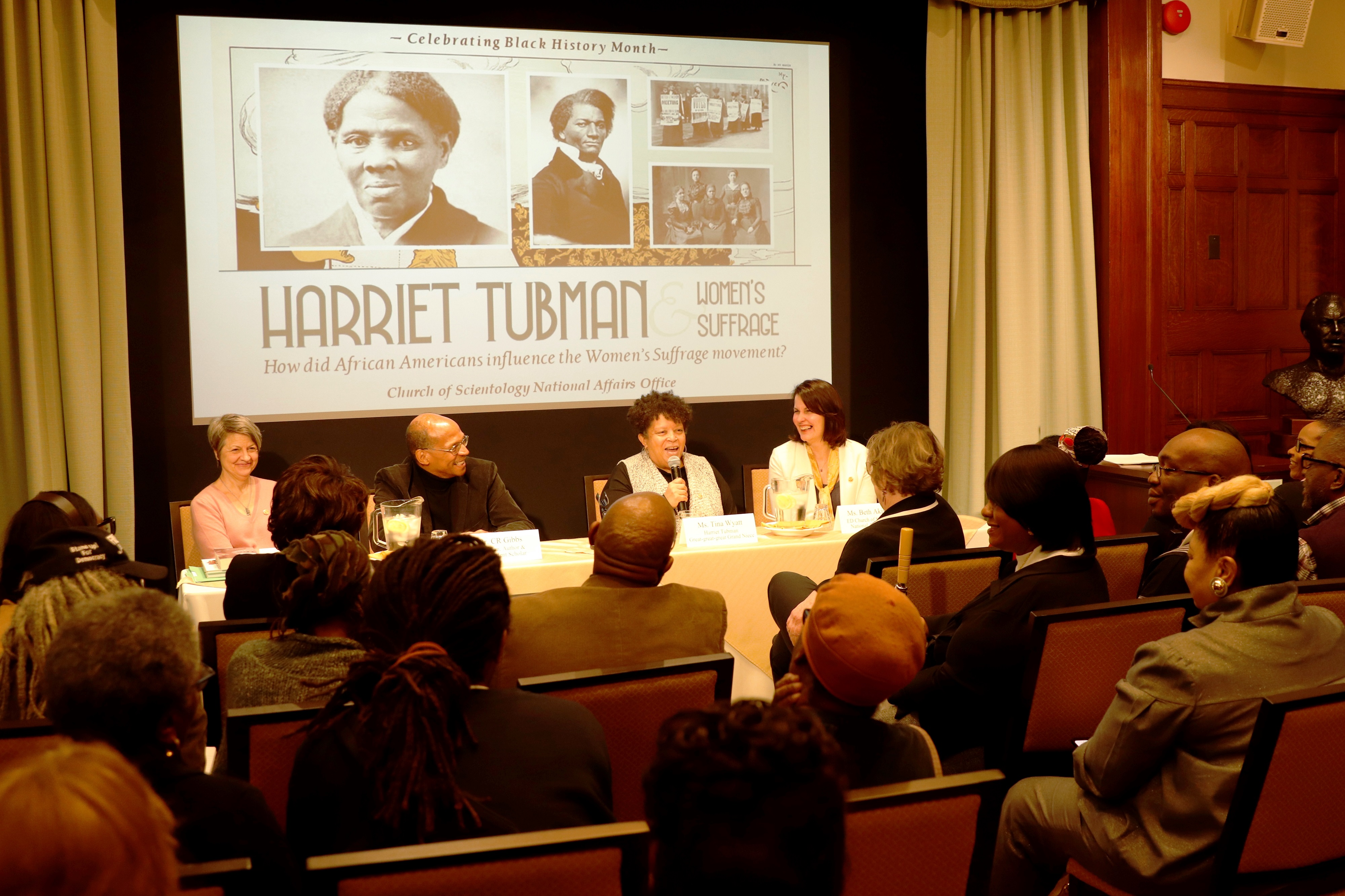 Ms. Tina Wyatt, great-great-great grandniece of Harriet Tubman, spoke about the important history of Tubman’s involvement, as well as what is being done this year to commemorate her role during this 100th Anniversary of women’s suffrage.