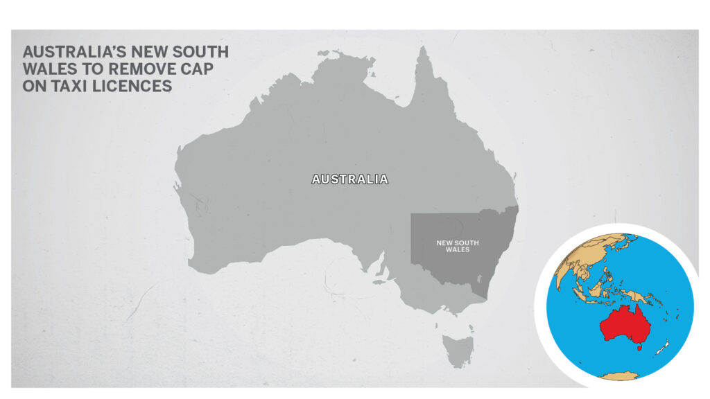 Map of New South Wales, Australia.