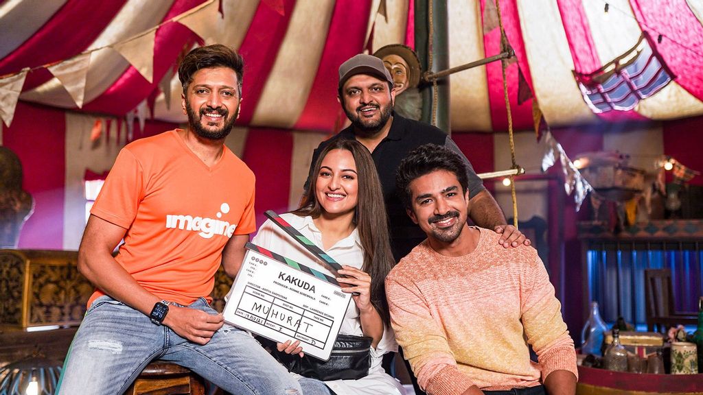 Bollywood actors Riteish Deshmukh, Sonakshi Sinha, and Saqib Saleem have started filming for the horror-comedy 'Kakuda.' (RSVP, @RSVPMovies/Facebook)