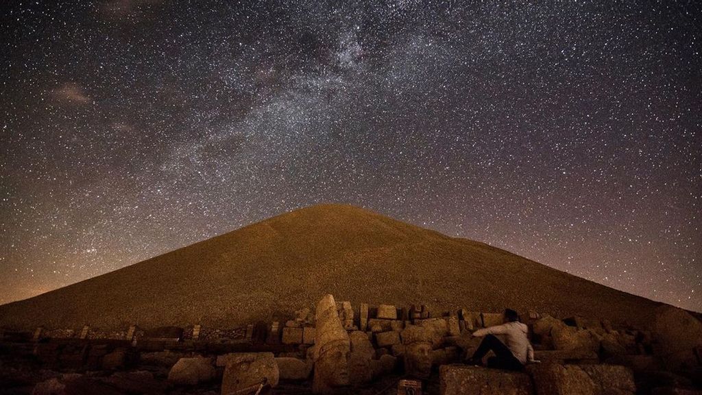 During overnight filming of Mount Nemrut in southeastern Turkey, drone artist Isa Turan captured this view of the Milky Way in his time-lapse drone video on July 10. (@jesus_tr/Zenger)