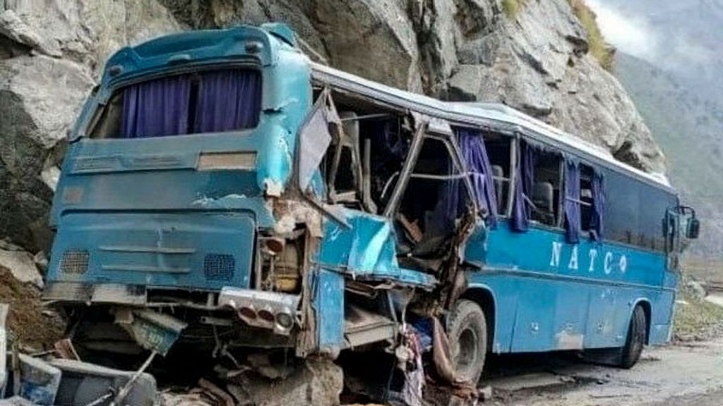 Visual of the bus involved in the accident in Pakistan (Photo Credit: The Express Tribune/ANI)