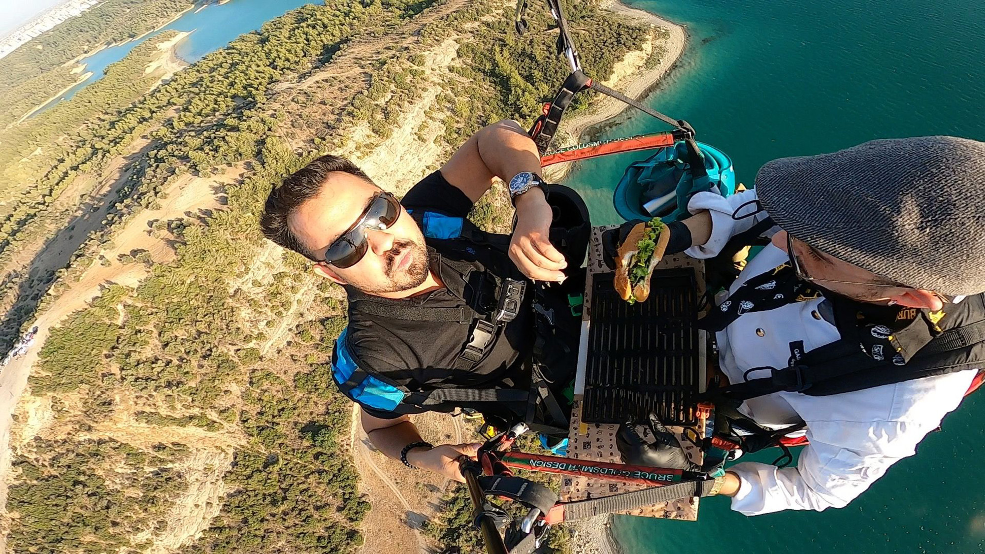 A chef grilled a hamburger for him and the man who took him on a paragliding adventure over the southern coast of Turkey. (Onur Avcu/Zenger)