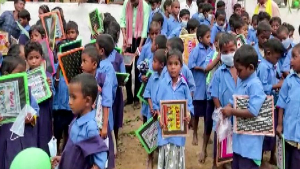 Students from Naxal-dominated villages get enrolled. (ANI Image)