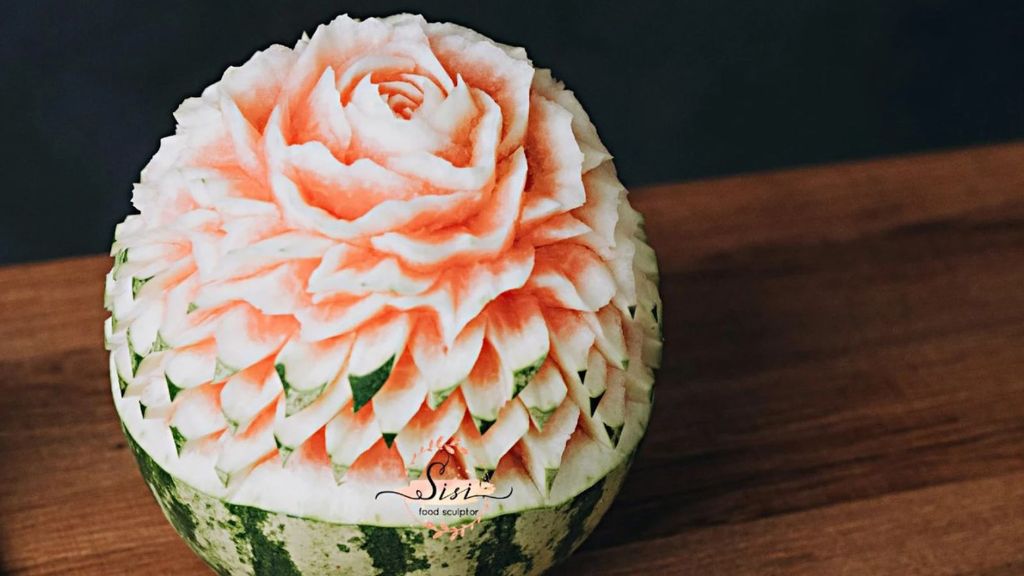 Food art created on a watermelon by Szimonetta Zombori. (Sisi Food Sculptor/Zenger)