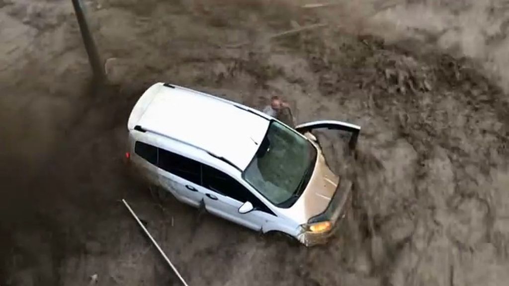 A man disappears in floodwater in Bozkurt, Turkey, this month. (@sumeyraerginfelek/Zenger)