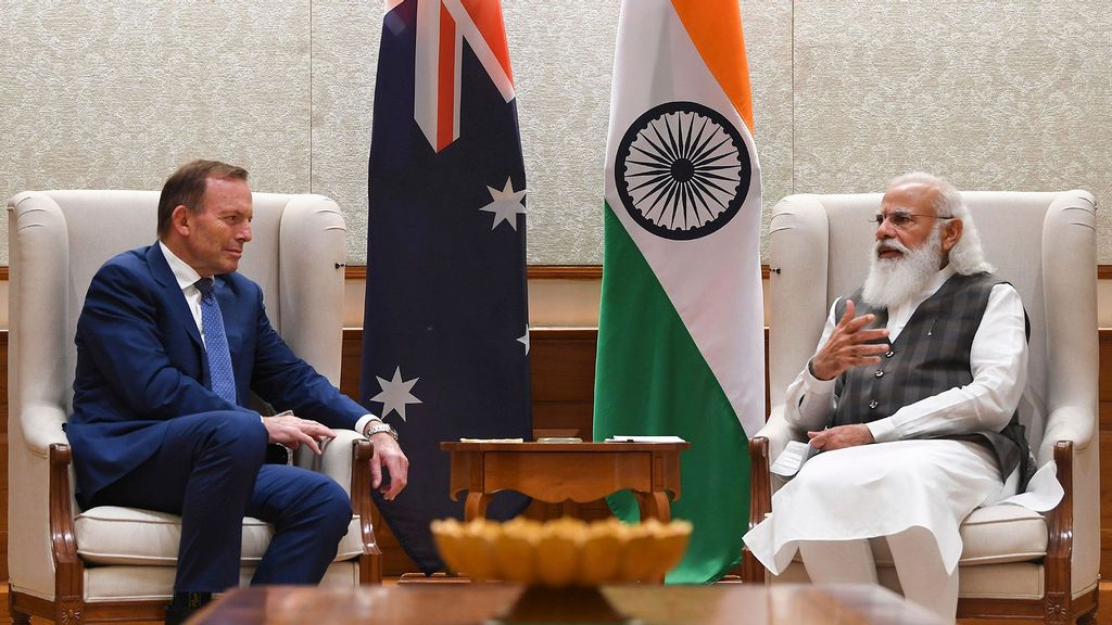 The former Prime Minister of Australia, Mr. Tony Abbott meeting the Prime Minister, Shri Narendra Modi, in New Delhi on August 05, 2021. (pib.gov.in)