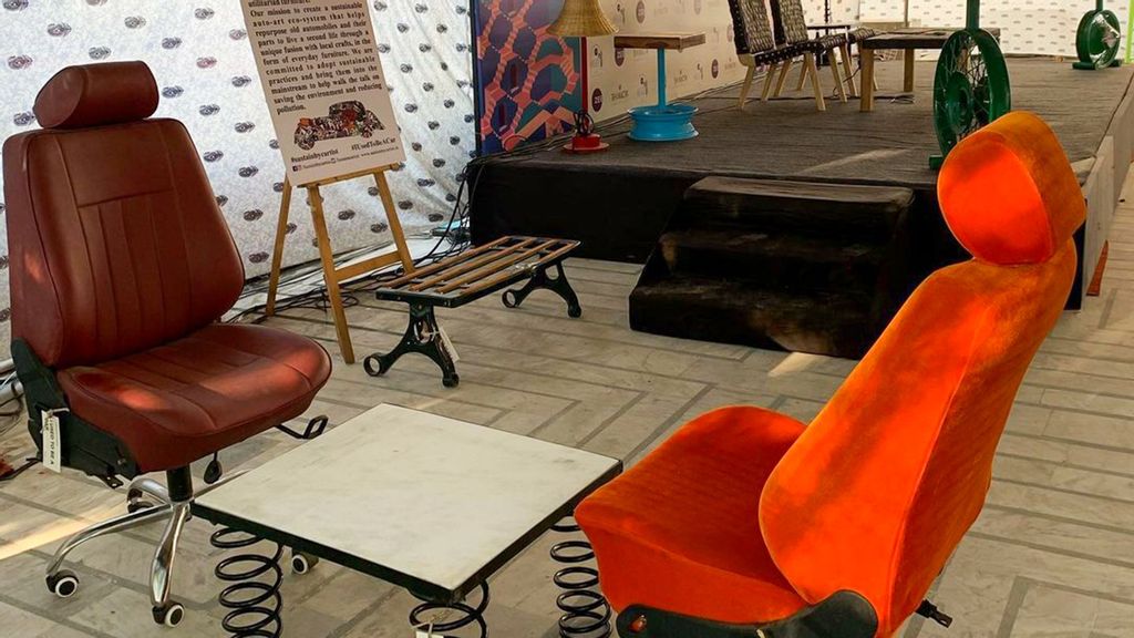 A Jaipur-based organization is creating design furniture through upcycling, recycling, and reusing the old parts of a car and automotive waste to create a sustainable culture by recycling waste. (Sustain By Cartist, @sustainbycartist/Instagram)