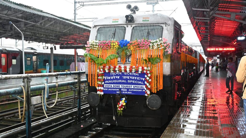 The Northeast Frontier Railway (NFR) has officially introduced a tourist special train with Vistadome coaches for the Dooars region in North Bengal to attract tourists and to bring in development in the region's tourism industry. (Ministry of Railways, @RailMinIndia/Twitter)