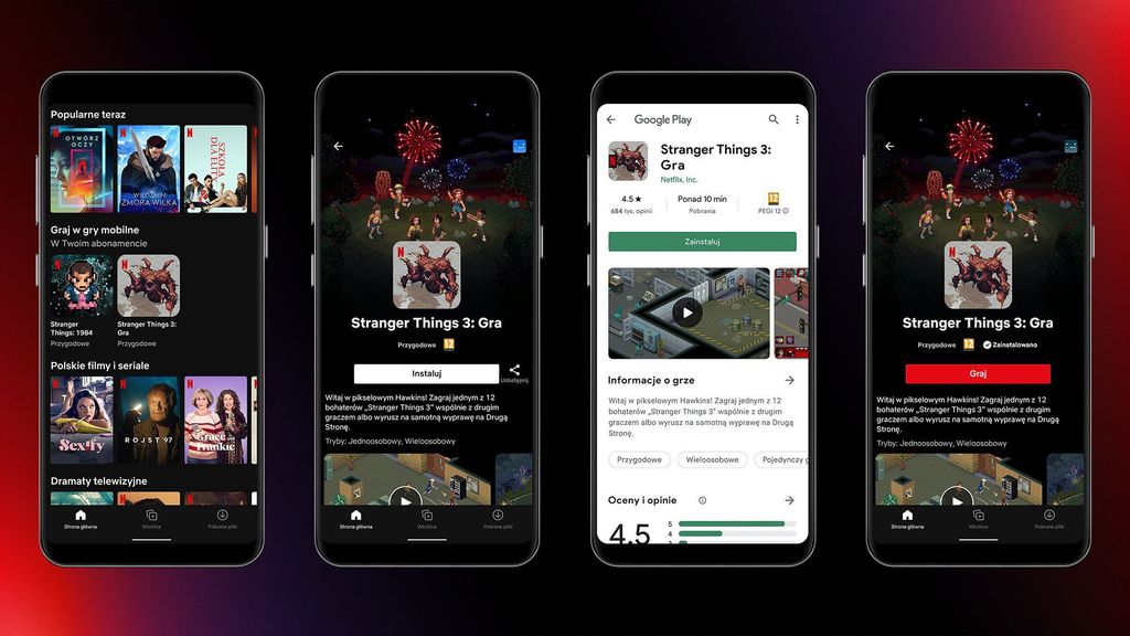 Netflix's mobile gaming push has started in Poland with two 'Stranger Things'-themed games on Android called 'Stranger Things: 1984' and 'Stranger Things 3'. (Netflix Polska, @NetflixPL)