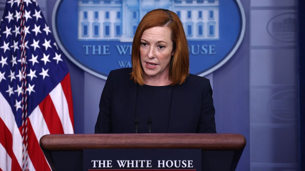 During a press briefing, White House Press Secretary Jen Psaki said that the number of Americans still in Afghanistan following the full US troop withdrawal is closer to 100.  (Anna Moneymaker/Getty Images)